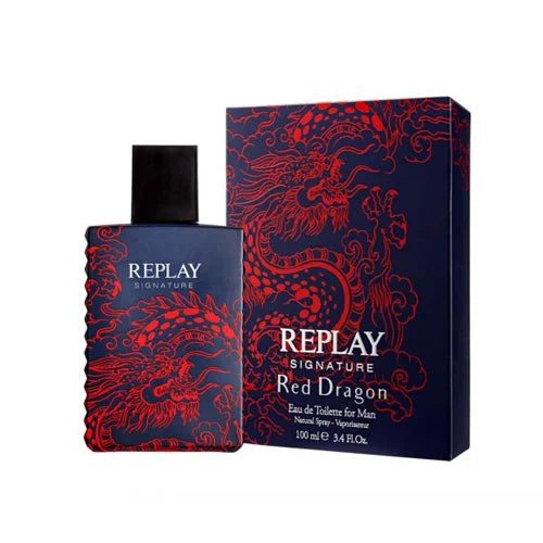 רפליי סיגנצ'ר רד דרגון - Replay Signature Red Dragon 100ml E.D.T - בושם לגבר מקורי - בקבוק ואריזה