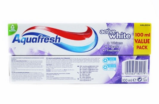 אקווה פרש משחת שיניים אקטיב וויט 100מל - Aquafresh Toothpaste Active White 100ml