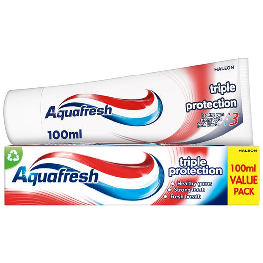 אקווה פרש משחת שיניים טריפל פרוטקשיין 100מל - Aquafresh Toothpaste Triple Protection 100ml
