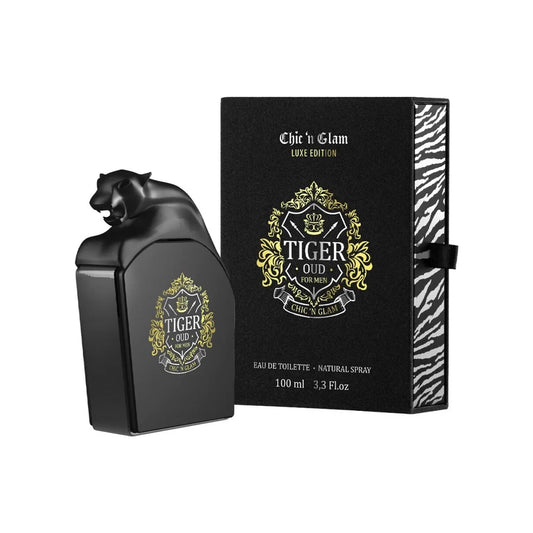 שיק אנד גלאם טייגר אוד לוקס אדישן - Chic 'n Glam Tiger Oud Luxe Edition 100ml E.D.T - בושם לגבר מקורי - בקבוק ואריזה