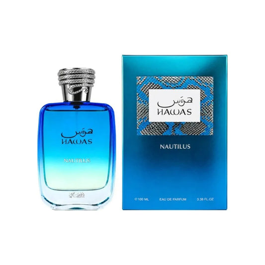 רסאסי הוואס נאוטילוס - Rasasi Hawas Nautilus 100ml E.D.P - בושם לגבר מקורי - בקבוק ואריזה
